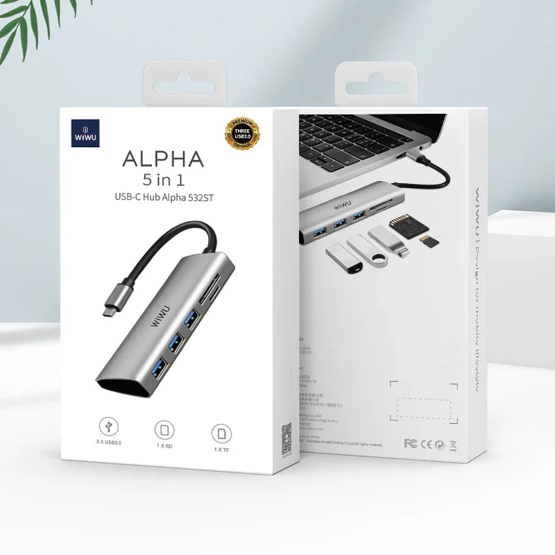 Wiwu Alpha A532St Type-C Hub 5 In 1 - Gray - Tashqila Wiwu Alpha A532St Type-C Hub 5 In 1 - Gray - Tashqila